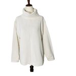 VINTAGE 90s BKG White Chunky Knit Boxy Turtleneck Sweater Size L Photo 2