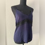 ZARA NEW  Knit Lace V Neck Camisole Navy Blue Tank Blouse Top S M Photo 1