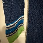 Tommy Bahama Blue V-Neck Mesh Crochet Hooded Mini Dress Swim Cover, Size Medium Photo 2