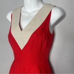 Kate Spade  NEW YORK Linen Dress Womens Size 2 Cherry Red Sheath Holiday Formal Photo 3
