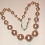Chunky Pale Pink Boho Beaded Retro Necklace Gold Photo 1