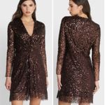 French Connection  Dress Size 4 Emille Sparkle Long Sleeve Sequin Sheath Brown Photo 2