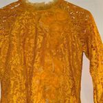 Women's Yellow Gold Lace Maxi Dress w/ Rose Detailing L Size L Photo 3