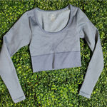 Aerie  Offline Blue Ribbed Longsleeve Workout Crop Top Size XS Photo 0