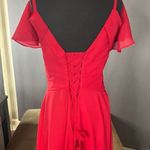 Red Chiffon Off the Shoulder Formal Bridesmaid Dress Corset Back Size 10 NWOT Photo 5
