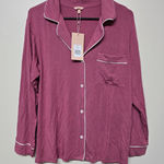 Eberjay Eberjey Gisele Womens Long Sleeve PJ Top Only Pink White Sz S NWT Photo 0