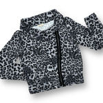 Anthropologie Bordeaux Leopard Print Side Zip Knit Moto Jacket Grey Black Medium Funnel Neck‎ Photo 0