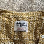 Holding Horses Anthropologie  Mustard Yellow V Neck tulip Print Pullover Tunic 2 Photo 5