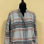 Jolt Gray Coral Plaid Oversized Pea Coat Size M Photo 6