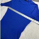 Eileen Fisher High-Low Dress Women's Large Blue Wide Rib Stretch Mock Neck Photo 8