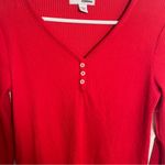 Sonoma  Henley Top Hyplad Red Long Sleeve V-Neck XS Photo 3