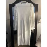 NEW Semi Formal Bishop Sleeve V Neck Bodycon Midi Dress M White Size M Photo 3