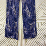 Anthropologie  Maeve Maria Pant Trouser Flared Paisley Print Metallic Blue Size 0 Photo 4