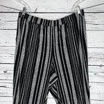 Susan Graver Sz 1X Black Stripe Ruched Leg Liquid Knit Pull-On Crop Capri Pants Photo 1