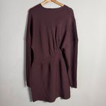 Ganni Rib Knit Asymmetrical Mini Dress Women's XL Burgundy Ruched Designer NWOT Photo 12
