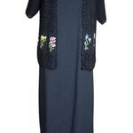 Vintage 90s Teddi Black Embroidered Floral Dress Crochet Cardigan Set Size M/L? Size L Photo 0