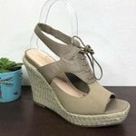 Cole Haan  Air Heath Wedge Lace Up Slingback Leather Textile Open Toe Sandal 6B Photo 0