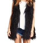 Show Me Your Mumu Faux Fur Vest Sz XS Black Shaggy Country Boho Cottage Gorpcore Photo 8
