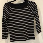 Apostrophe  black and white striped stretch fitted top size S (6-8) LIKE NEW Photo 0