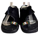 Naked Feet Sandals Flats 8.5 Beaded Toe Loop Black Leather Nubuck Square… Photo 0