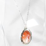 Boho Style Silver Tone Metal Fashion Necklace with Orange Calcite Stone Photo 3