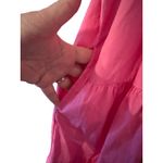 BURU Pink Cotton Puff Sleeve Tiered Square Neck Midi Dress Size S Preppy Photo 5