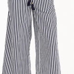 J.Crew Navy and White Striped Wide-Leg Pants Photo 0