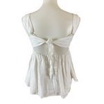 Dissh Brisa White Linen Babydoll Top 4 Square Neck Adjustable Strap Minimalist Photo 4