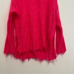 Anthropologie  ANTHRO Posey Stitchy Distressed Sweater Neon Pink Oversized WOOL Photo 6