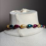 Vintage Mardi Gras Mask Beaded Necklace Gold Photo 1