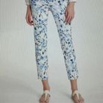 Karl Lagerfeld Paris Cropped Blue Floral Jacquard Pants 8 Skinny Trousers Chic Photo 2