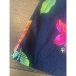 Longitude Womens Vintage  Black Tankini top Bright Flowers Textured Flattering 16 Photo 1