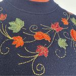Bonworth Vintage  Sweatshirt‎ Womens Small Embroidered Fall Leaves Pullover Blue Photo 7
