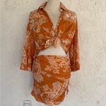 ZARA  Orange Paisley Mini Skirt Set Photo 2