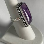 AMETHYST Genuine Stone 925 Sterling Silver Ring Purple Photo 1