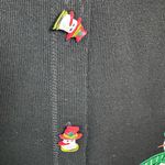 Onque Casuals Christmas Stocking w/Cat on Sleeve Snowman Buttons Long Sleeve SZM Black Size M Photo 4