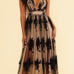 Black Nude Lace Maxi Dress Photo 1
