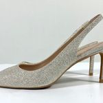Stuart Weitzman NWB  Linsi 75 Pointed Toe Glitter Slingback Pump Glitter Platino Photo 5