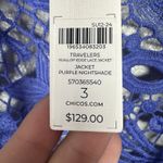 Chico's NEW Scallop Edge Lace Jacket Open Cardigan Purple Nightshade Womens 3/XL Photo 6