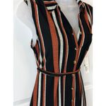No Boundaries NWT  Striped Womens Shirt Belt Size M 7 9 Orange Black Top Blouse Photo 1