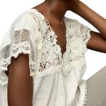 Anthropologie By  V-Neck Cream Lace Women's Top size medium Photo 2