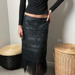 vintage 90s y2k black silk tiered lace fairy goth tulle low rise midi maxi skirt Size XS Photo 5
