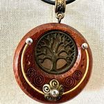 Wood tree of life pendant necklace on cord Photo 0
