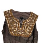 Lafayette 148 Beaded linen sleeveless‎ top 4 brown boho tie belted Photo 2