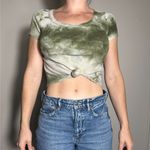 Lovers + Friends Lovers and Friend Green White Tie Dye Tie Front Crop Top Size Medium Photo 0
