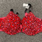 Torrid  Perfect Tshirt bra NWT Size 44D Red Black Hearts Front closure sexy brigh Photo 0