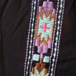 THML /ANTHROPOLOGIE  Art Effect Embroidered Top Size L Open Back Black NEW Photo 3