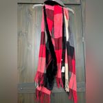 NWT Top it Off Lily Wrap Plaid Women's wrap with Black Fur Trim one size Red Photo 1