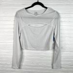 Abound  Long Sleeve Cropped Cut Out Top Size L in Grey Fog NEW Photo 1