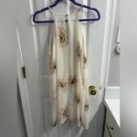 Auditions White Pink Floral Swing Dress with Pom Pom Detail Size S Photo 4